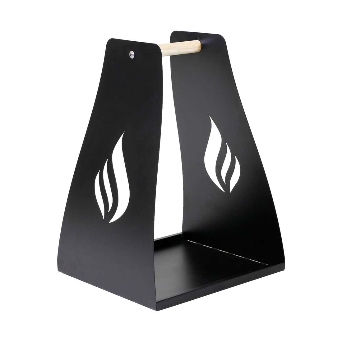 Lieska (blaze) firewood carrier rack with wooden handle, black (235)
