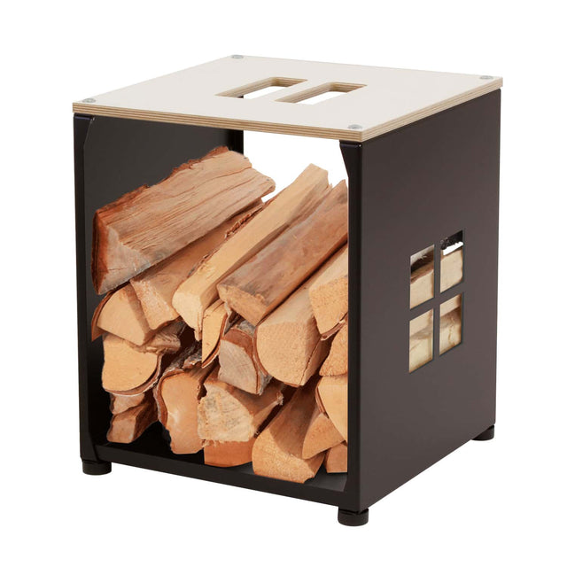 Noppa (cube) firewood carrier rack, large, window pattern, black (271)