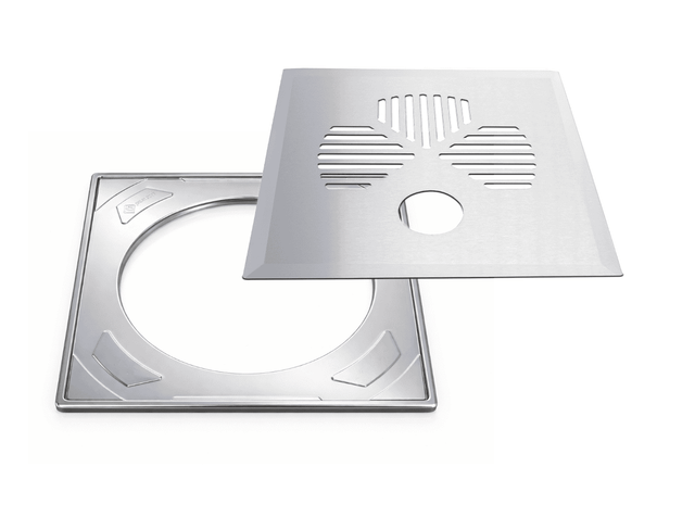 Floor drain cover APILA (clover) for pipe, stainless steel frame (619)