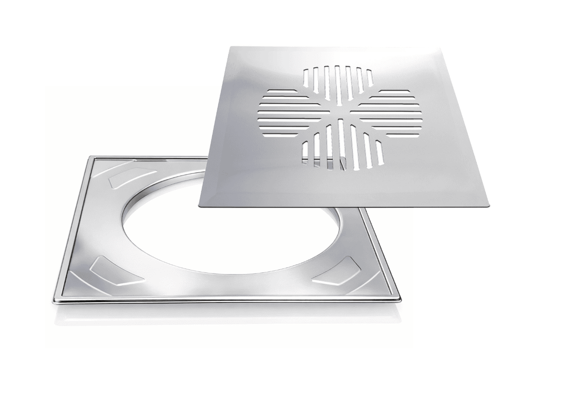 Floor drain cover APILA (clover), eccentric stainless steel frame (622)