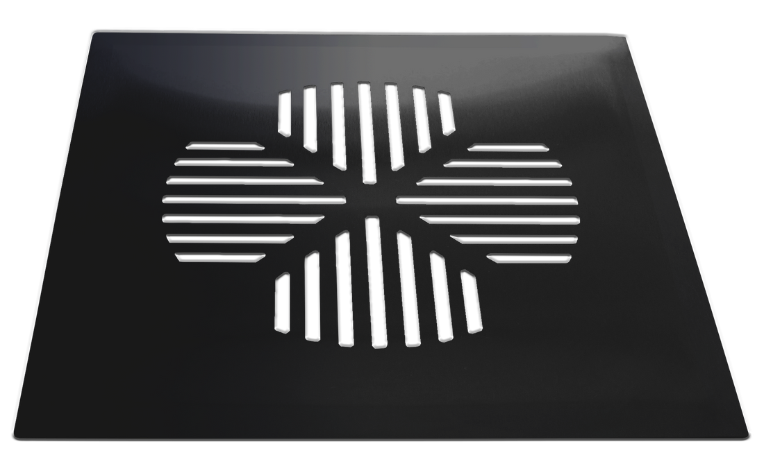 Floor drain cover only, APILA (clover), matte black, stainless steel (681-3)