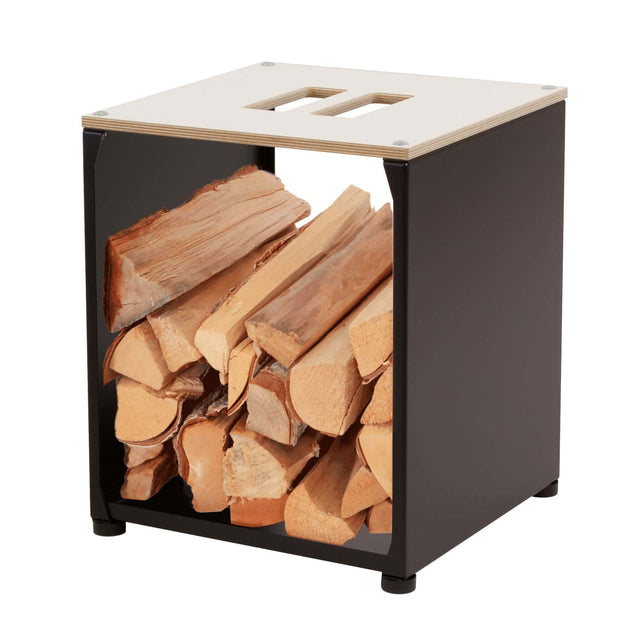 Noppa (cube) firewood carrier rack, large, smooth, black (270)