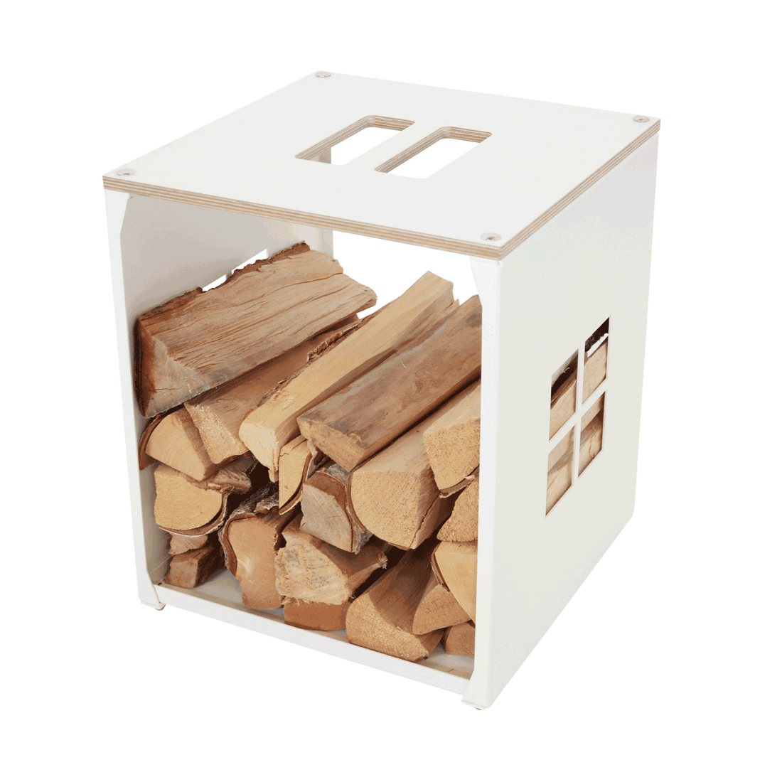Noppa (cube) firewood carrier rack, large, window pattern, white (272)