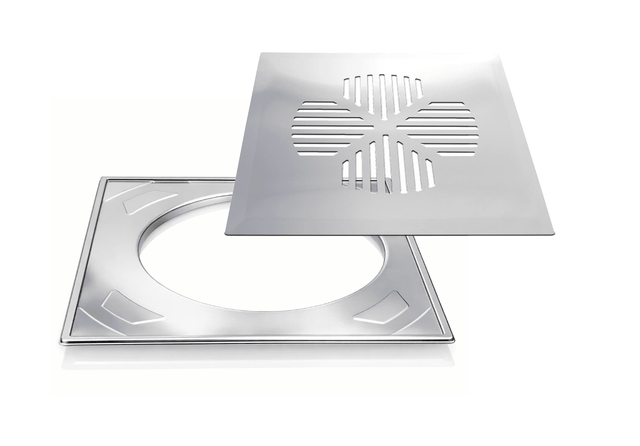 Floor drain cover APILA (clover), eccentric stainless steel frame (622)