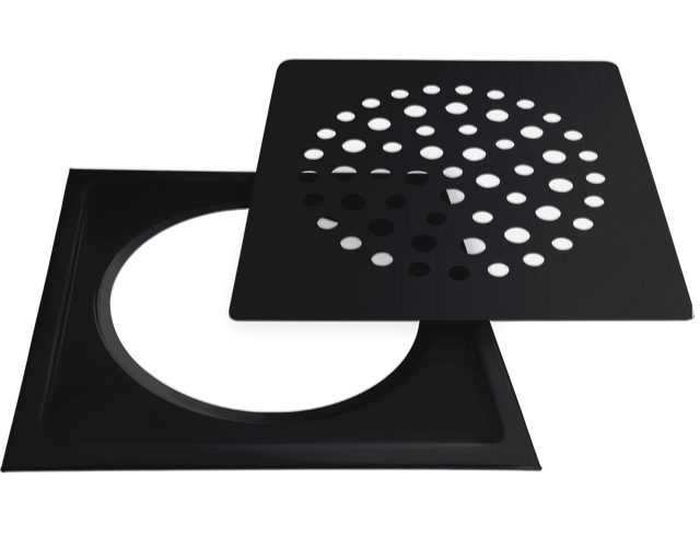 Floor drain cover, square, ball, matte black (623)