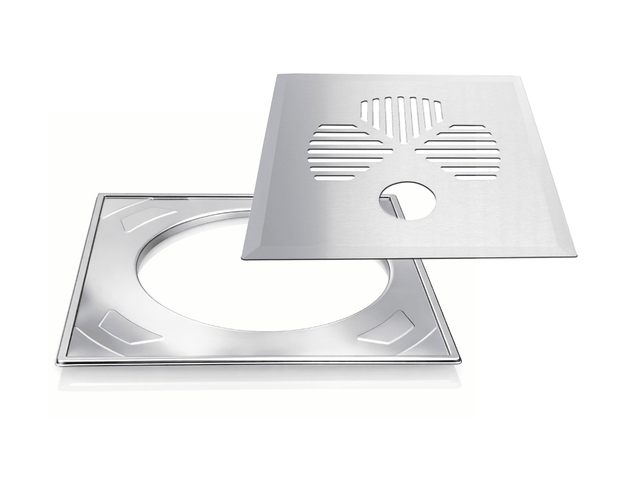 Floor drain cover APILA (clover) for pipe, eccentric stainless steel frame (633)