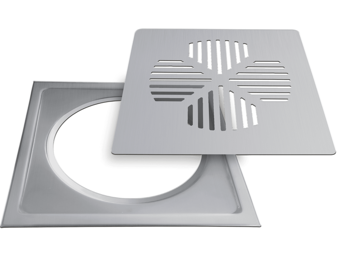 Floor drain cover, square, APILA (clover), stainless steel (643)