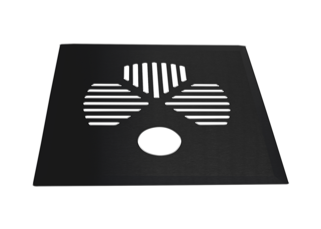 Floor drain cover only, APILA (clover), matte black, for pipe, stainless steel (659-3)