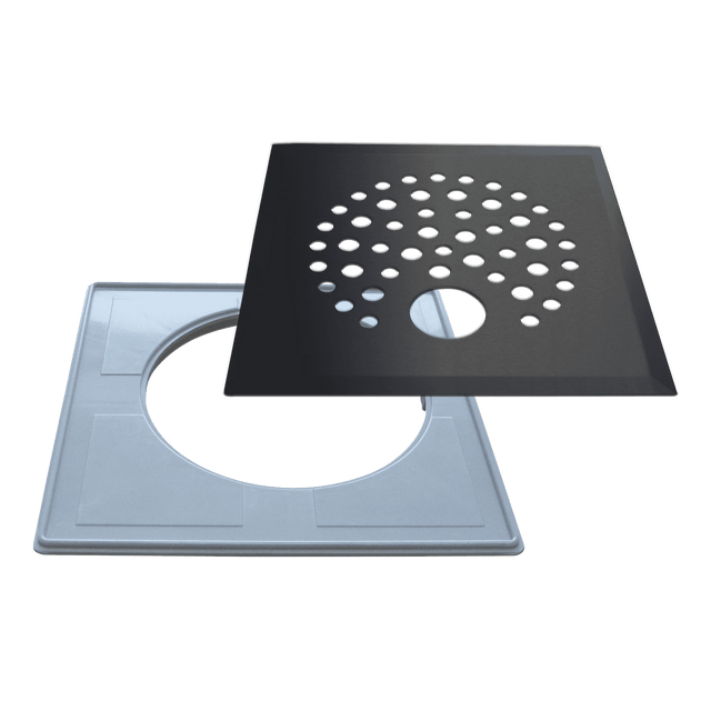 Floor drain cover PALLO (ball) for pipe, matte black, with eccentric installation frame (673)
