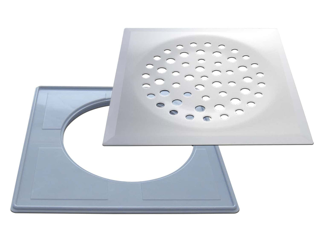 Floor drain cover PALLO (ball), stainless steel, Dent finish, with eccentric frame (677)