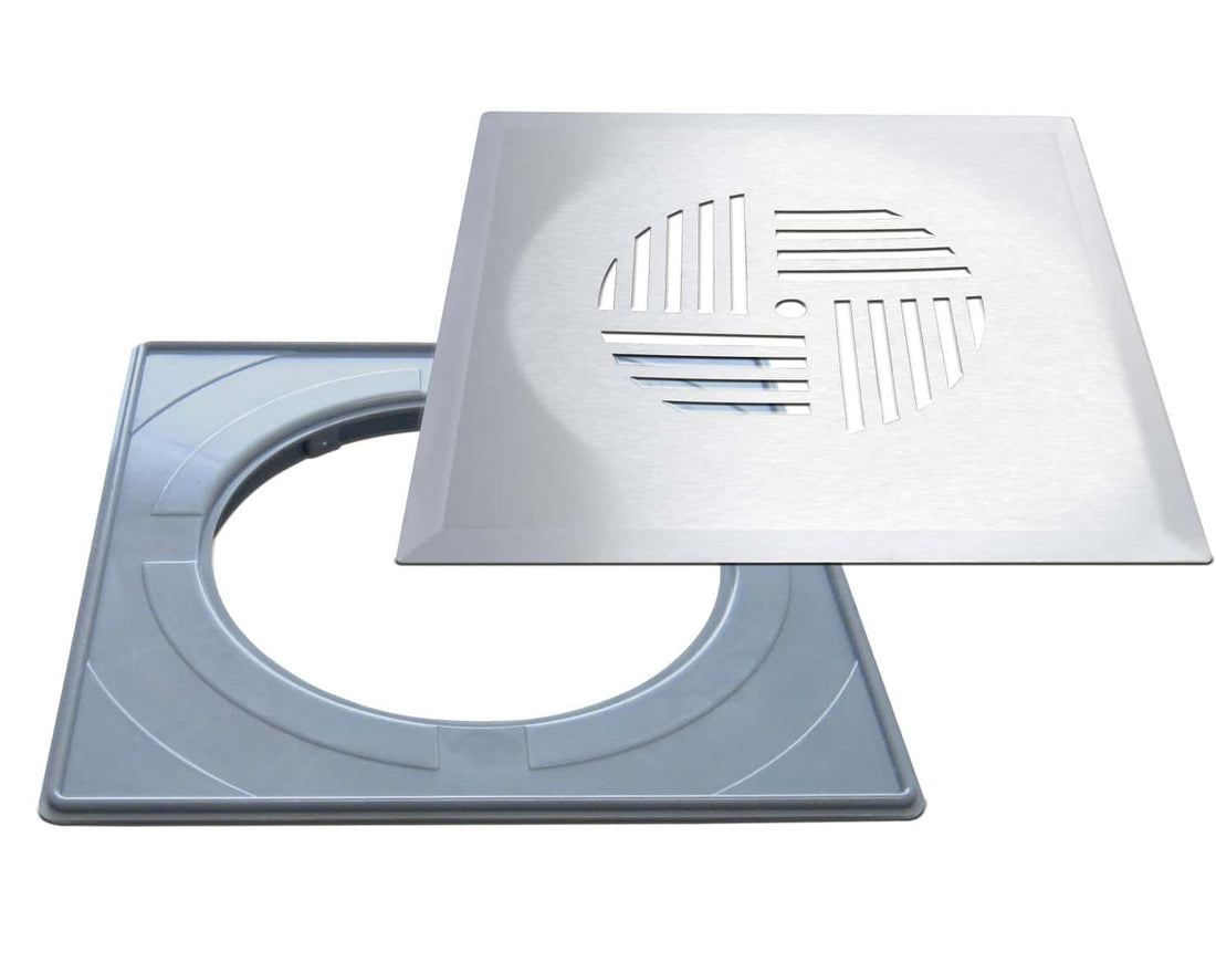 Floor drain cover PYÖRRE (swirl), stainless steel, Dent finish (688)
